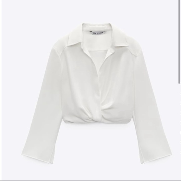 Zara pleated crop top blouse chemise - Picture 2 of 5